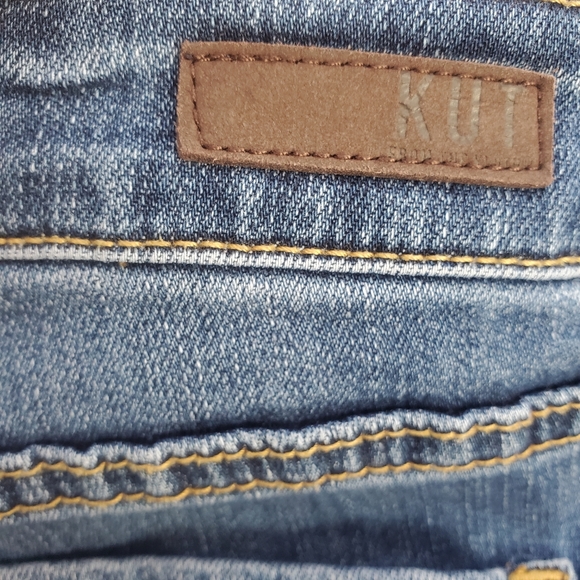 Kut From the Kloth Distressed High Rise Crop Straight Leg Raw Hem Jeans Size 16 - Picture 5 of 12